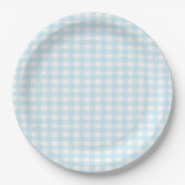 Blue Gingham Papieren Bordje (Voorkant)