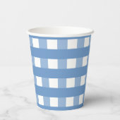 Blue Gingham Party Waterverf Papieren Bekers (Achterkant)