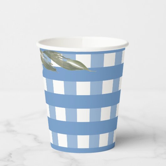 Blue Gingham Party Waterverf Papieren Bekers (Links)