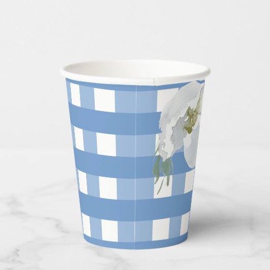 Blue Gingham Party Waterverf Papieren Bekers (Rechts)
