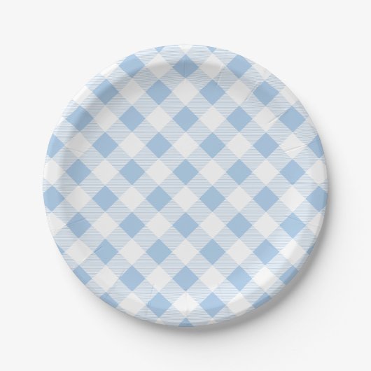 Blue Gingham Pattern, Picnic, BBQ Paper Bord (Voorkant)