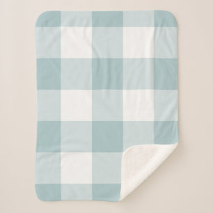 Blue Gingham Pattern Sherpa Deken