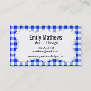 Blue Gingham Pattern Visitekaartje