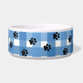 Blue Gingham Pet Bowl, Chic en Elegant Voerbakje
