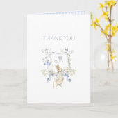 Blue Gingham Peter de Konijn Baby Showe Dank u Kaart (Gele Bloem)