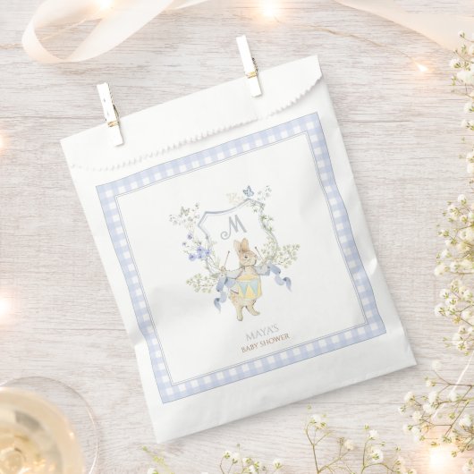 Blue Gingham Peter the Rabbit Baby shower MUTED BL Bedankzakje (Geknipt)