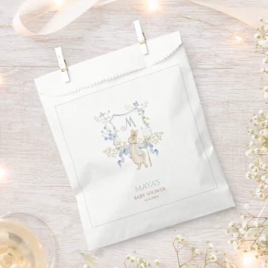 Blue Gingham Peter the Rabbit Baby shower MUTED BL Bedankzakje (Geknipt)