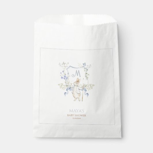 Blue Gingham Peter the Rabbit Baby shower MUTED BL Bedankzakje (Voorkant)