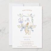 Blue Gingham Peter the Rabbit Baby shower MUTED BL Kaart (Voorkant)
