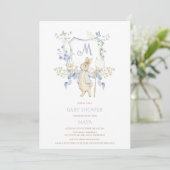 Blue Gingham Peter the Rabbit Baby shower MUTED BL Kaart (Staand voorkant)