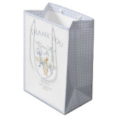 Blue Gingham Peter the Rabbit Baby shower MUTED BL Medium Cadeauzakje (Achterkant Gekanteld)