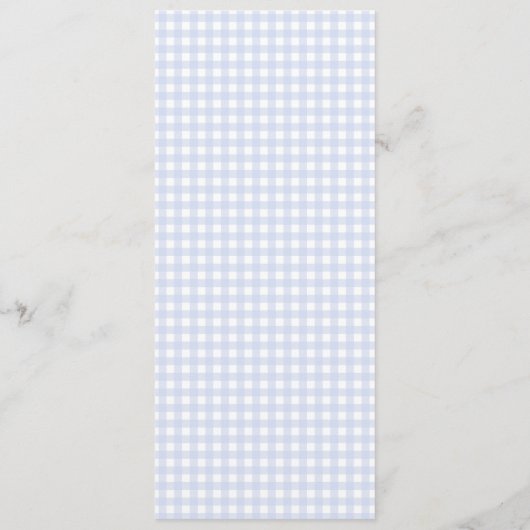 Blue Gingham Peter the Rabbit Baby shower MUTED BL Menu (Achterkant)