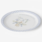 Blue Gingham Peter the Rabbit Baby shower MUTED BL Papieren Bordje (Gekanteld)
