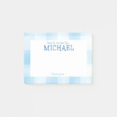 Blue Gingham Plaid Kinder gepersonaliseerde lunchb Post-it® Notes (Voorkant)