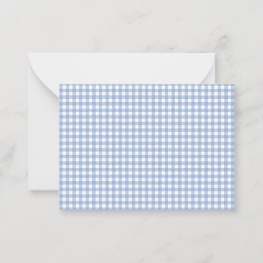 Blue Gingham Plaid Two Photo Mini Holiday Card Notitiekaartje (Achterkant)