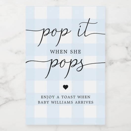 Blue Gingham Pop het als ze Pop op het etiket (Enkel label)