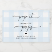 Blue Gingham Pop het als ze Pop voor wijnlabel Sparkling Wijnetiket (Enkel label)