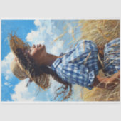 Blue Gingham Prairie Girl Country Découpage Tissuepapier (Voorkant)