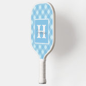 Blue Gingham Pset Monogram en naam op maat Pickleball Paddle (Links)