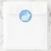 Blue Gingham Rabbit Ronde Sticker (Tas)