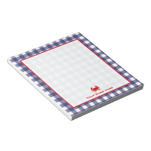 Blue Gingham & Red Crab Persoonlijke laptop Notitieblok