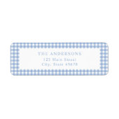 Blue Gingham-retouradres Etiket (Voorkant)