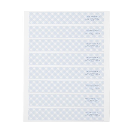 Blue Gingham Return Address Labels (Vel)