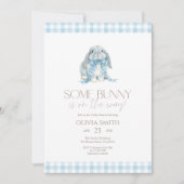 Blue Gingham Some Bunny Baby Shower Kaart (Voorkant)
