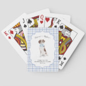 Blue Gingham | Spaniel Dog Illustration Wedding Pokerkaarten (Achterkant)