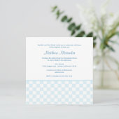 Blue Gingham Square Invitation Kaart (Staand voorkant)