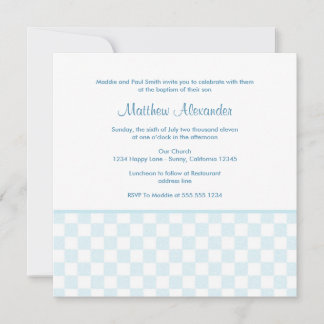 Blue Gingham Square Invitation Kaart