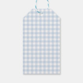 Blue Gingham Teddy Bear-Baby shower Cadeaulabel (Achterkant)