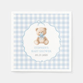 Blue Gingham Teddy Bear-Baby shower Servet (Voorkant)