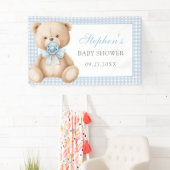 Blue Gingham Teddy Bear-Baby shower Spandoek (Insitu)