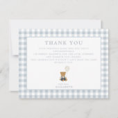 Blue Gingham Teddy Bear bedankt kaart (Voorkant)