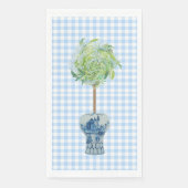 Blue Gingham Topiary Ginger Jar Paper Guest Towels Servet (Voorkant)