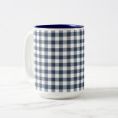 Blue Gingham Tweekleurige Koffiemok (Voorkant links)
