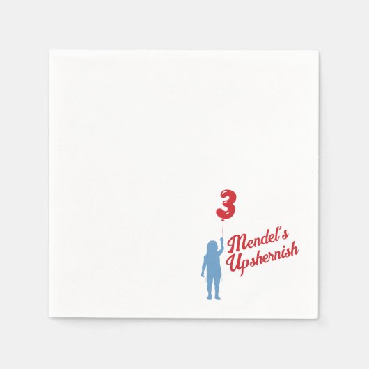 Blue Gingham Upshernish Personalized Napkin Servet (Voorkant)