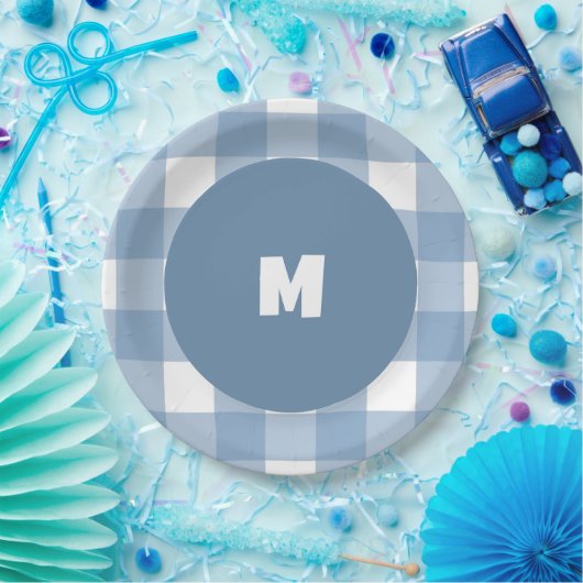 Blue Gingham verjaardagsfeest bord (Feest)