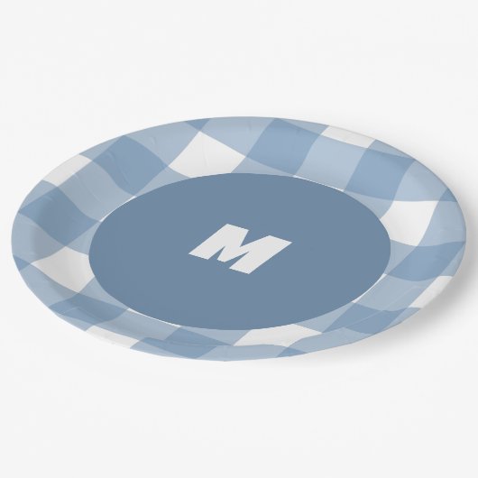 Blue Gingham verjaardagsfeest bord (Gekanteld)