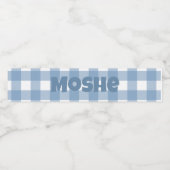 Blue Gingham verjaardagsfeestje Waterfles Etiket (Enkel label)