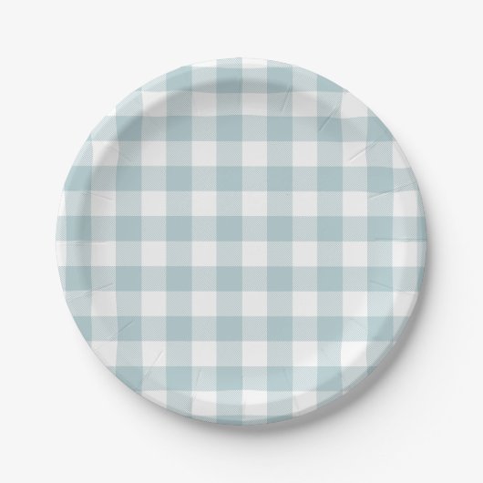 Blue Gingham voor Paashaas Ears Papier Bord (Voorkant)