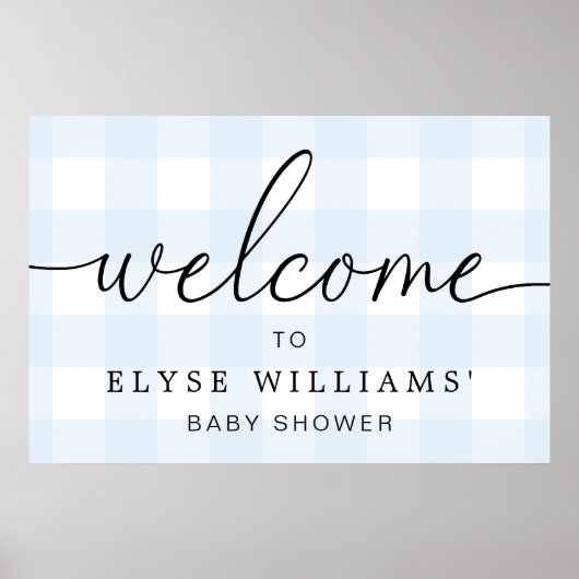 Blue Gingham Welcome Sign Poster (Voorkant)