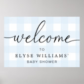 Blue Gingham Welcome Sign Poster (Voorkant)