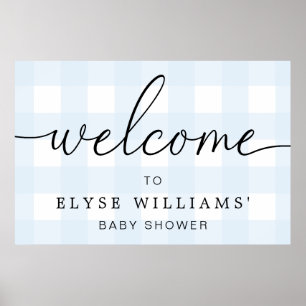 Blue Gingham Welcome Sign Poster