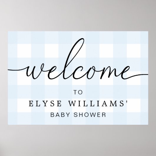 Blue Gingham Welcome Sign Poster (Voorkant)