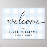 Blue Gingham Welcome Sign