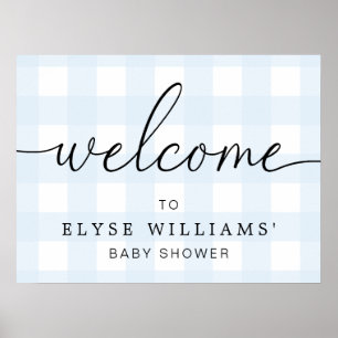 Blue Gingham Welcome Sign Poster