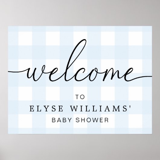Blue Gingham Welcome Sign Poster (Voorkant)