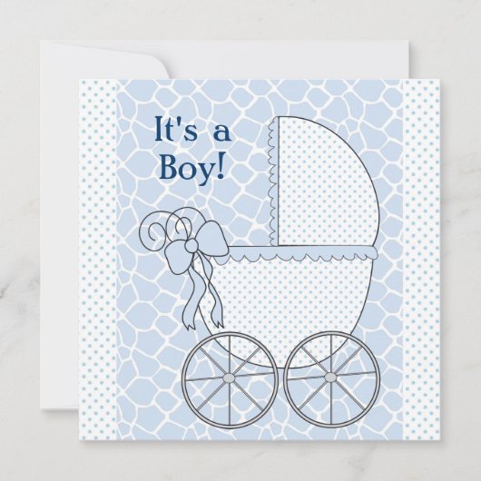 Blue Giraffe Baby Carriage Baby Shower Kaart (Voorkant)
